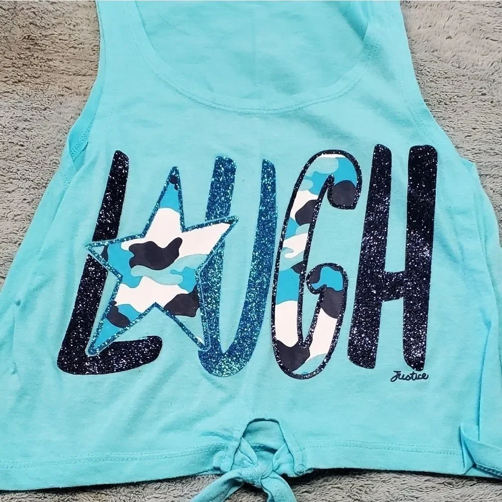Justice Girls Graphic Tie Front Tank Top Small